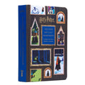 Harry Potter dienoraštis — trijų metų kasdienis atminties sąsiuvinis, tamsaus medžio rašto viršelis su mėlynu šonu ir rėmintomis iliustracijomis.
