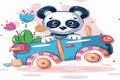 Tapyba Pagal Skaičius: „Panda vairuoja žaislinį automobiliuką“ 20x30 cm
