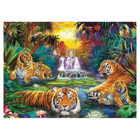 Tigrų rojus – 500 XL dalių dėlionė 68x48 cm, išskirtinis menas