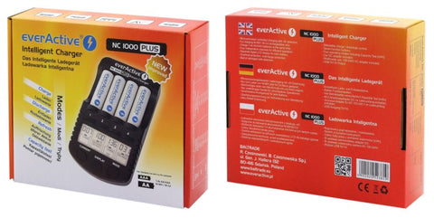 everActive NC-1000 Plus išmanus AA/AAA baterijų įkroviklis su LCD