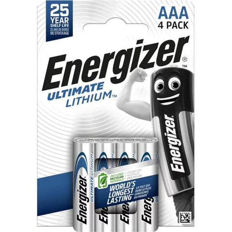 Energizer Ultimate AAA L92 ličio baterijos, 4 vnt. ilgai laikančios