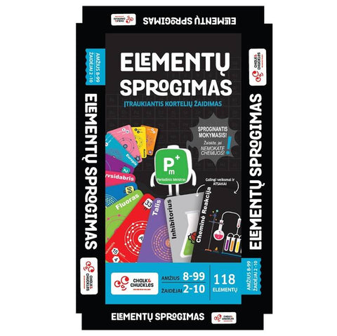 Chemijos STEM kortelių žaidimas „Elementų sprogimas“ lietuvių k.