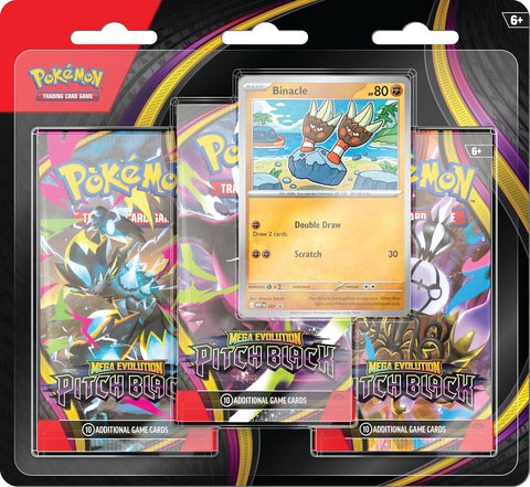 Pokémon TCG Mega Evolution Pitch Black 3 pakelių blisteris Binacle