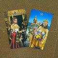 Tarot kortos dvi atviros kortos su numeriais 11 (egiptietiška moteris) ir 10 (jūrinė moteris) ant geometrinio fono