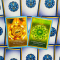 Kortų rinkinys Crystal Masters dvi atviros kortos – geltona „Your Time to Shine“ ir žalia „Wild Compassion“, mėlynos nugarėlės