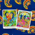tarot kortos – spalvingas dviejų kortų komplektas su augalų paslapčių ir povandeninės karalystės iliustracijomis