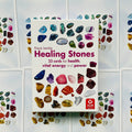 Healing Stones kortos, 33 gydomųjų akmenų kortų dėžutė su ryškiomis akmenų iliustracijomis ant viršelio