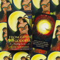 kortų kaladė "From Grief to Goddess" — dėžutė su mėnuliu ir atversta korta su ryškia spiraline saulės iliustracija