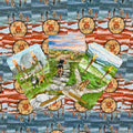 tarot kortos šamaniškos temos, trys atidengtos kortos su liepsnojančiomis lazdomis ant raštuotų nugarėlių
