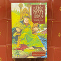 Druidų tarot kortų rinkinys su žaliu iliustruotu viršeliu, rodoma priekio pakuotė parduotuvės sąraše