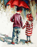 Tapyba Pagal Skaičius: „Po raudonu skėčiu“ 40x50 cm