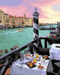 Tapyba Pagal Skaičius: „Pusryčiai Venecijoje“ 40x50 cm