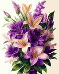 Tapyba Pagal Skaičius: „Violetinių lelijų puokštė“ 40x50 cm