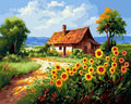 Tapyba Pagal Skaičius: „Namelis kaime“ 40x50 cm