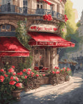 Tapyba Pagal Skaičius: „Romantiškas Paryžiaus gėlių kampelis (Moulin Rouge)“ 40x50 cm