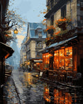 Tapyba Pagal Skaičius: „Jauki vakaro kavinių gatvė“ 40x50 cm