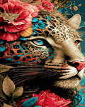 Tapyba Pagal Skaičius: „Leopardas gėlėtose džiunglėse“ 40x50 cm