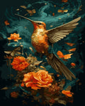 Tapyba Pagal Skaičius: „Kolibris ir oranžinės rožės“ 40x50 cm