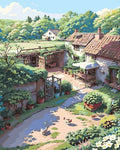 Tapyba Pagal Skaičius: „Saulėtas kaimo kiemas“ 40x50 cm
