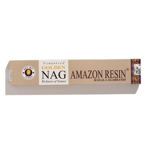 Smilkalai Amazon Resin Vijayshree Golden Nag, smėlio spalvos 15 g priekinė pakuotė su logotipu ir ornamentu