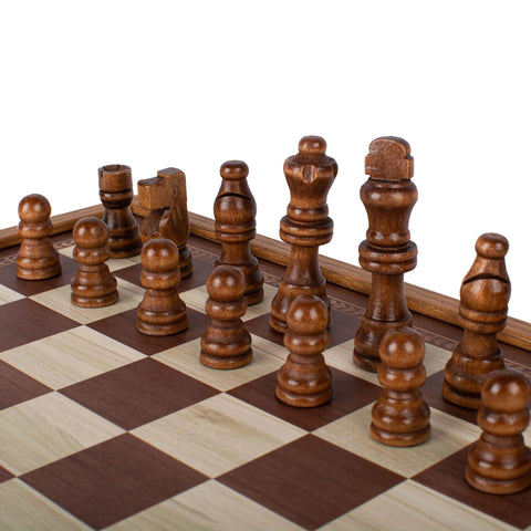 4in1 medinis žaidimų rinkinys M: šachmatai, nardai, ludo, gyvatės