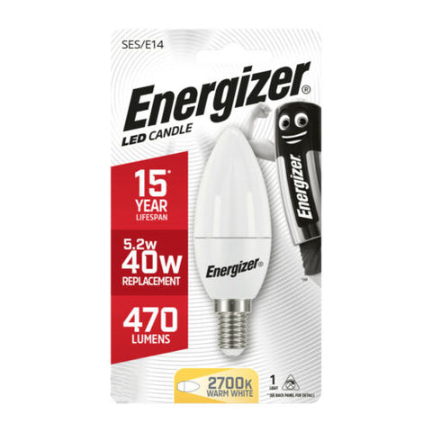 Energizer LED žvakės formos lemputė E14 470 lm, šiltai balta A+