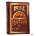 Bicycle kortos The Lion King, bordo ir auksinės spalvos dėžutė su liūto siluetu ir etniniais raštais, priekinė pusė