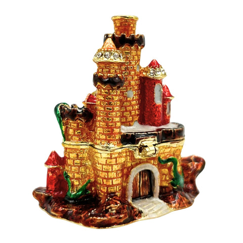 Pilies formos papuošalų dėžutė su kristalais, metalinė dekoracija