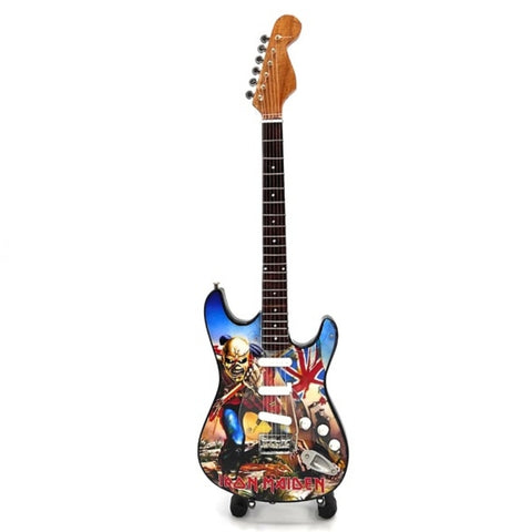 Iron Maiden „The Trooper“ mini dekoratyvinė gitara 1:4, raudonmedis 27,5 cm