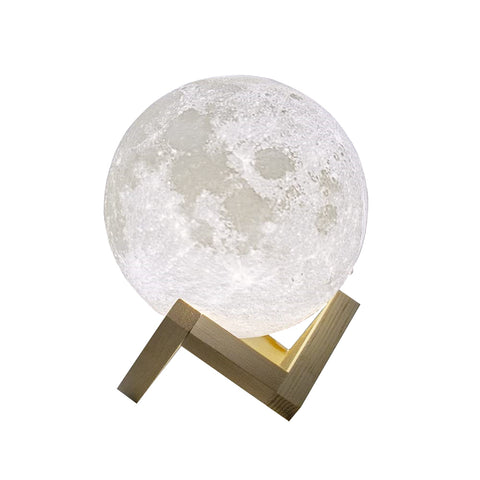 Mėnulio naktinė lempa 15 cm, LED, su mediniu stovu – puiki dovana