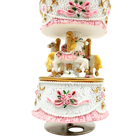 Muzikinė dėžutė karuselė su žirgeliais – pastelinė rožinė, Dangaus pilis