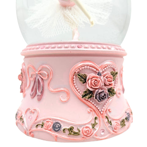 Muzikinė dėžutė su šokančia balerina stiklo gaublyje, 15 cm, Gulbių ežeras