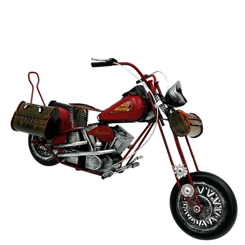 Didelis metalinis „Chopper“ motociklo modelis – raudona interjero dekoracija, dovana motociklistui