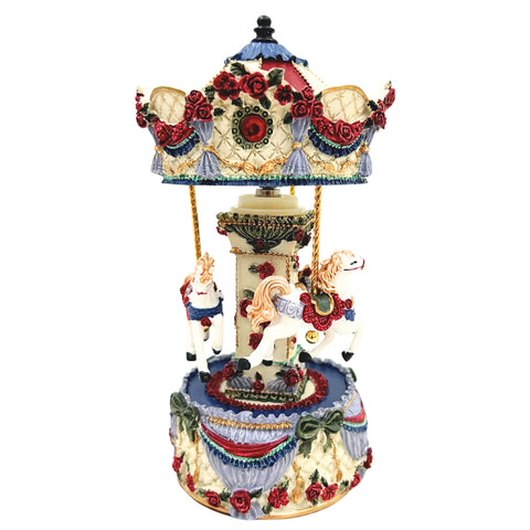 Muzikinė karuselė 18 cm su besisukančiais žirgeliais, Kalėdų melodija