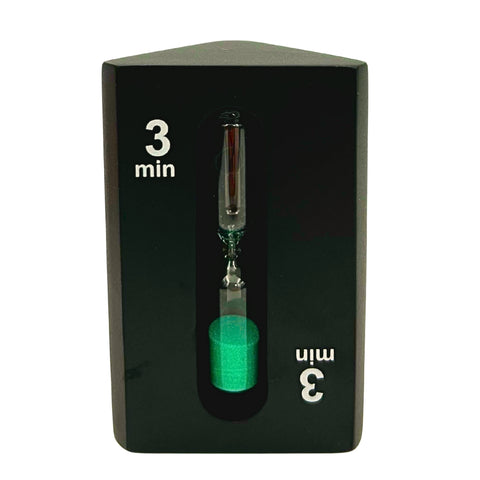 3-in-1 smėlio laikmatis 1–3–5 min, juodas MDF kubas, modernus interjerui