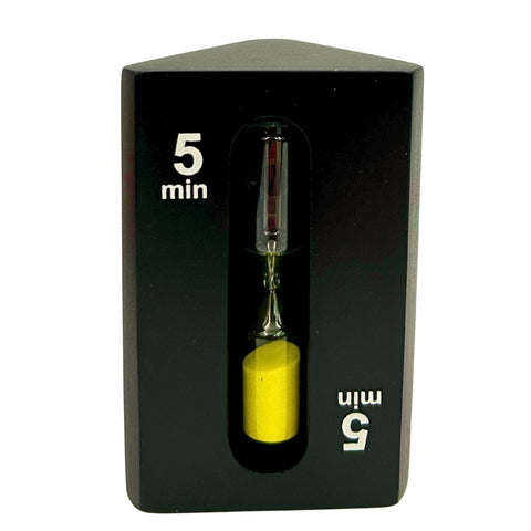 3-in-1 smėlio laikmatis 1–3–5 min, juodas MDF kubas, modernus interjerui