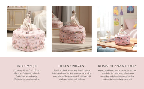 Muzikinė dėžutė „Gulbių ežeras“: širdelės forma, balerina, papuošalams