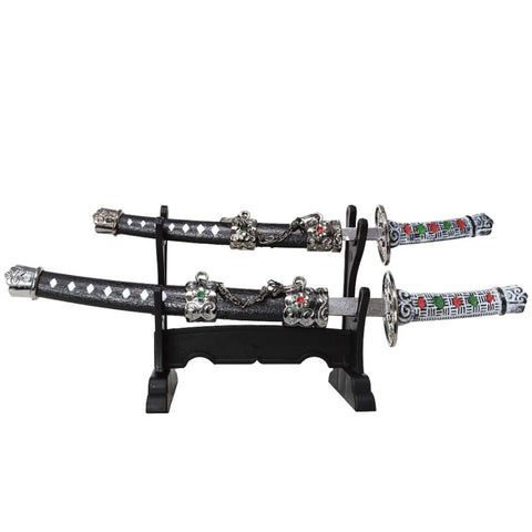 Samurajų Katana Laiškų Atidarytuvų Rinkinys su Stovu, 2 vnt