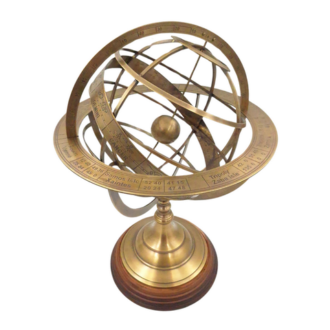 Didelė žalvarinė astrolabija (armiliarinė sfera) – puiki dovana astronomams
