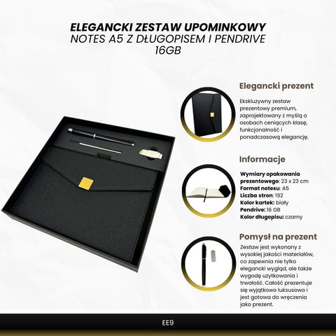 Prabangi verslo dovana vyrui: A5 užrašinė, rašiklis, 16GB USB