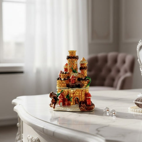 Pilies formos papuošalų dėžutė su kristalais, metalinė dekoracija