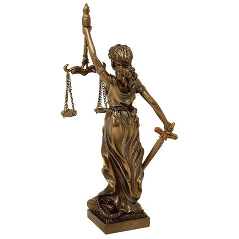 Temidė – Teisingumo deivės bronzinė statulėlė 20 cm, dovana teisininkui