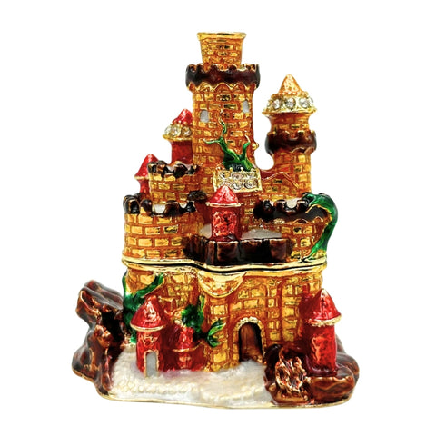 Pilies formos papuošalų dėžutė su kristalais, metalinė dekoracija