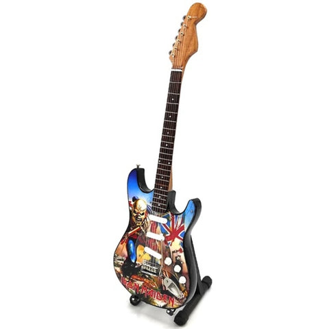 Iron Maiden „The Trooper“ mini dekoratyvinė gitara 1:4, raudonmedis 27,5 cm