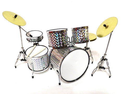 Mini būgnų dekoracija 1:5, sidabrinis chromas – dovana būgnininkui