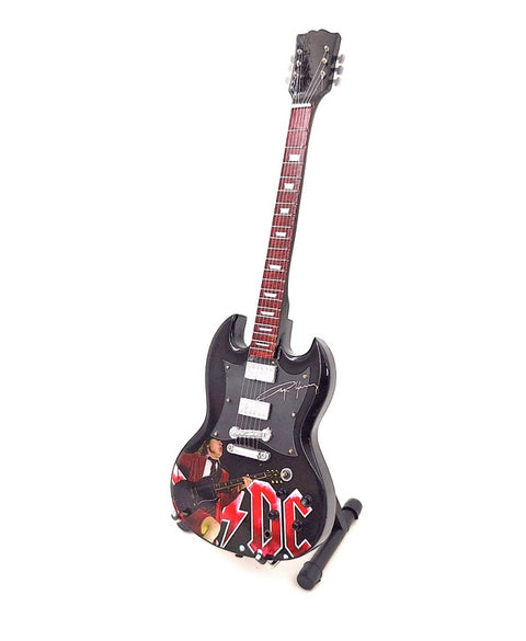 Miniatiūrinė 24,5 cm gitara, Angus Young stilius – raudonmedžio, kolekcinė
