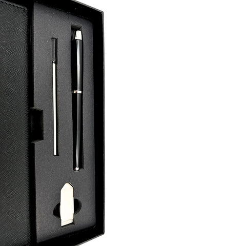 Prabangi verslo dovana vyrui: A5 užrašinė, rašiklis, 16GB USB