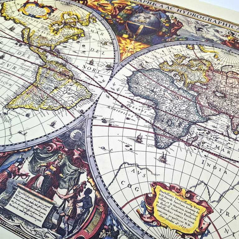 Pasaulio žemėlapis (1630) – H. Hondius, istorinis atspaudas sienai