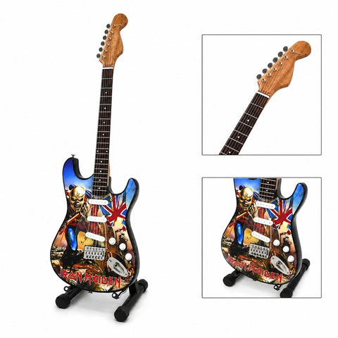 Iron Maiden „The Trooper“ mini dekoratyvinė gitara 1:4, raudonmedis 27,5 cm