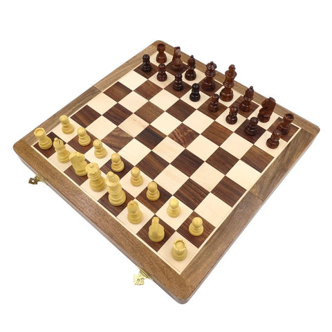 Elegantiškas rožmedžio šachmatų rinkinys 40x40, sulankstoma lenta suaugusiems